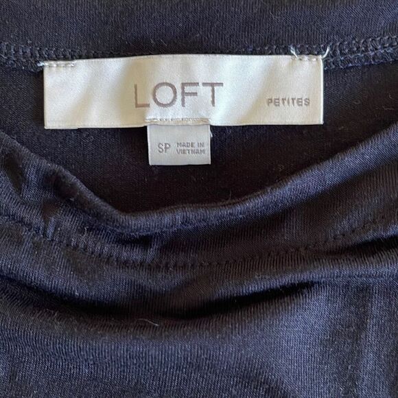 LOFT Women's Capped Sleeve Top Casual Shirt‎ Round Neck Size Small Petite Black - Picture 4 of 7